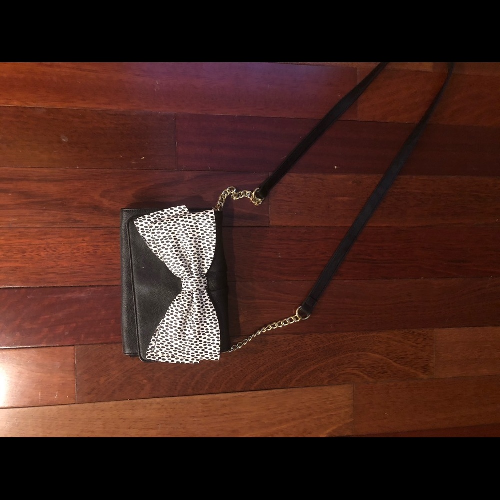 Black Betsy Johnson Purse with Polka Dot Bow